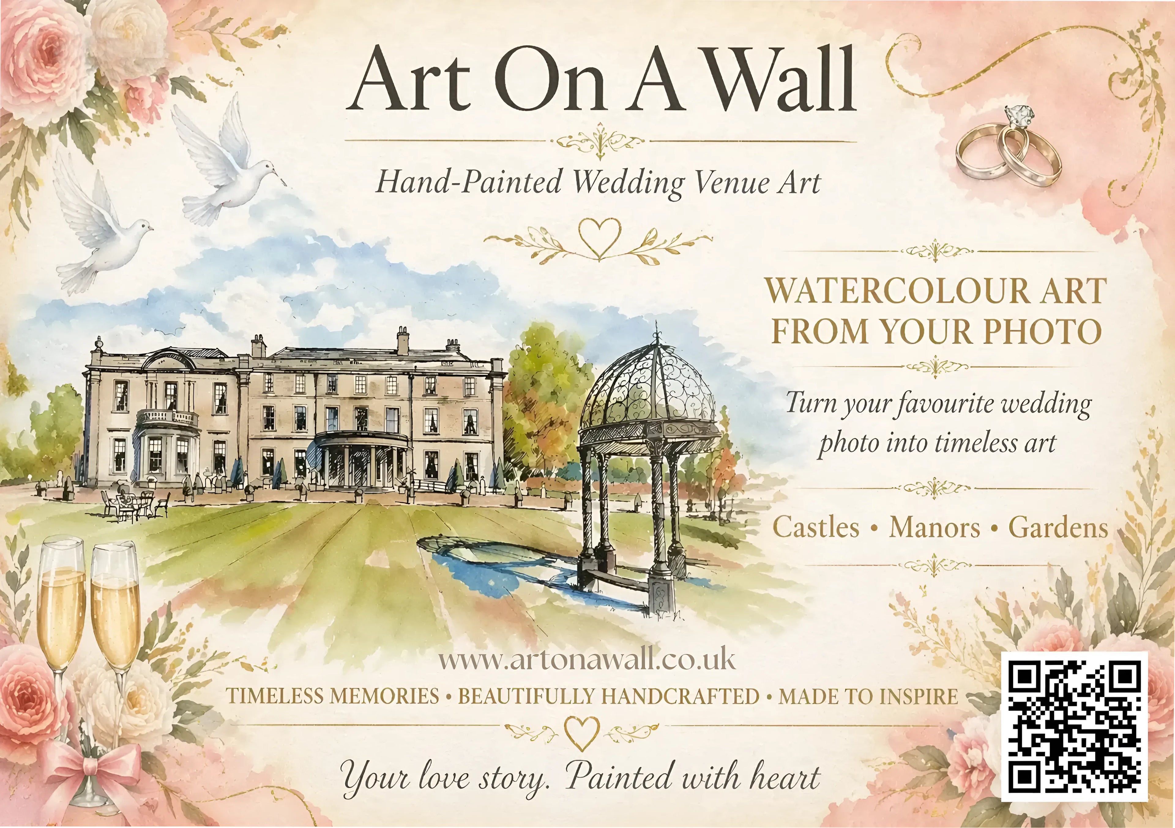 Your Wedding Venue Hand Painted Wedding Gift | 1st Anniversary Present