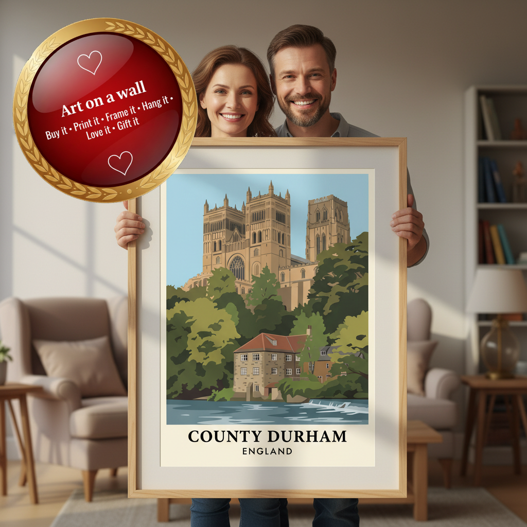 Durham Cathedral River Wear Travel Poster –  instant download
