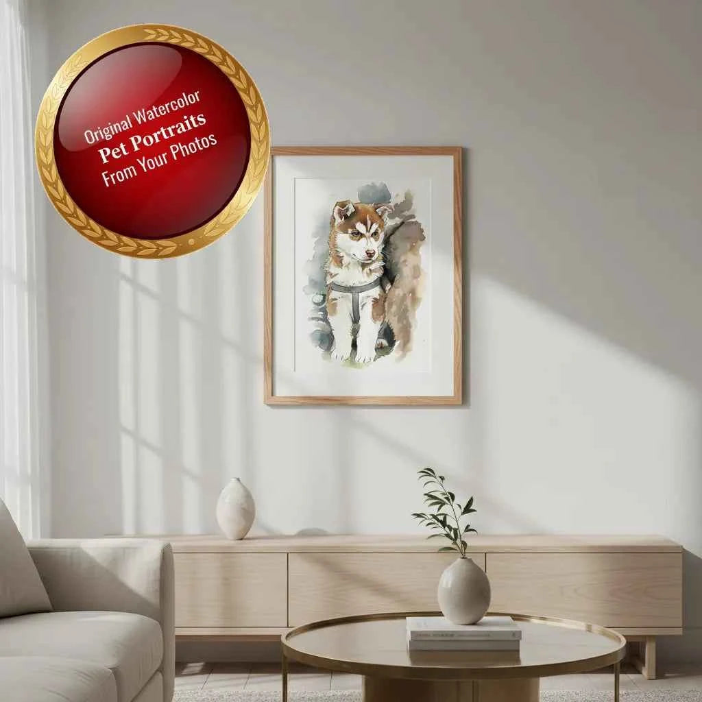 Hand-Painted Watercolour Pet Portrait — Dogs, Cats & Horses