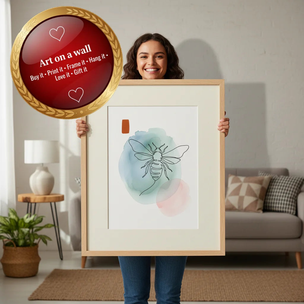Modern Insect Art Collection – Line Drawing & Watercolour Wash Set