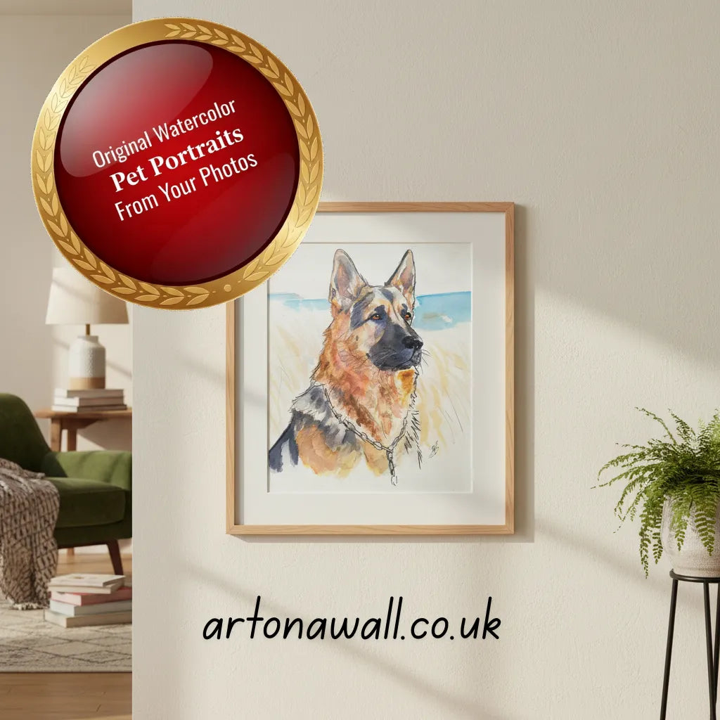 Hand-Painted Watercolour Pet Portrait — Dogs, Cats & Horses