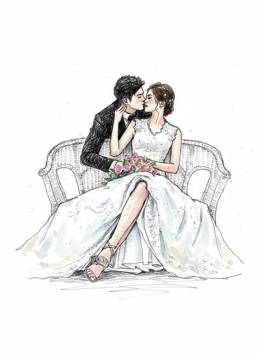 Personalised Wedding Couples Portrait Illustration Gifts From Photo