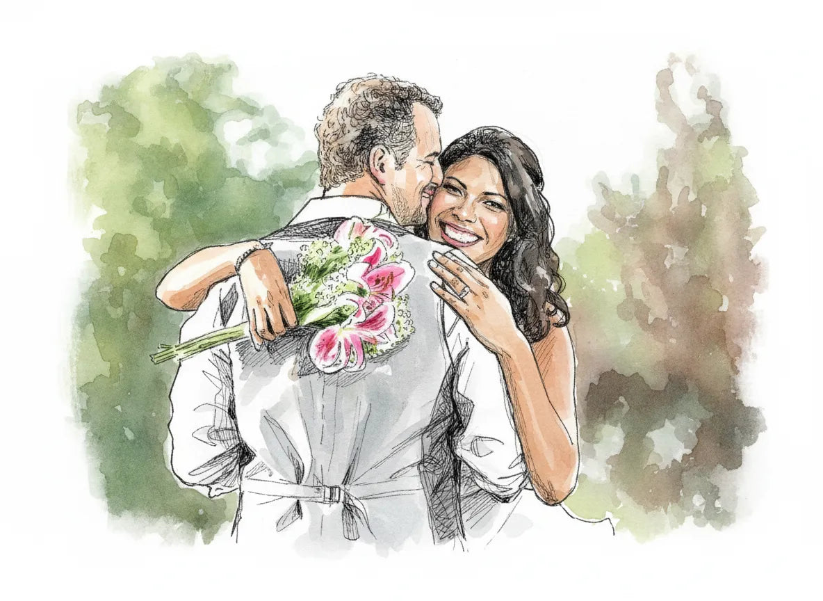 Personalised Wedding Couples Portrait Illustration Gifts From Photo