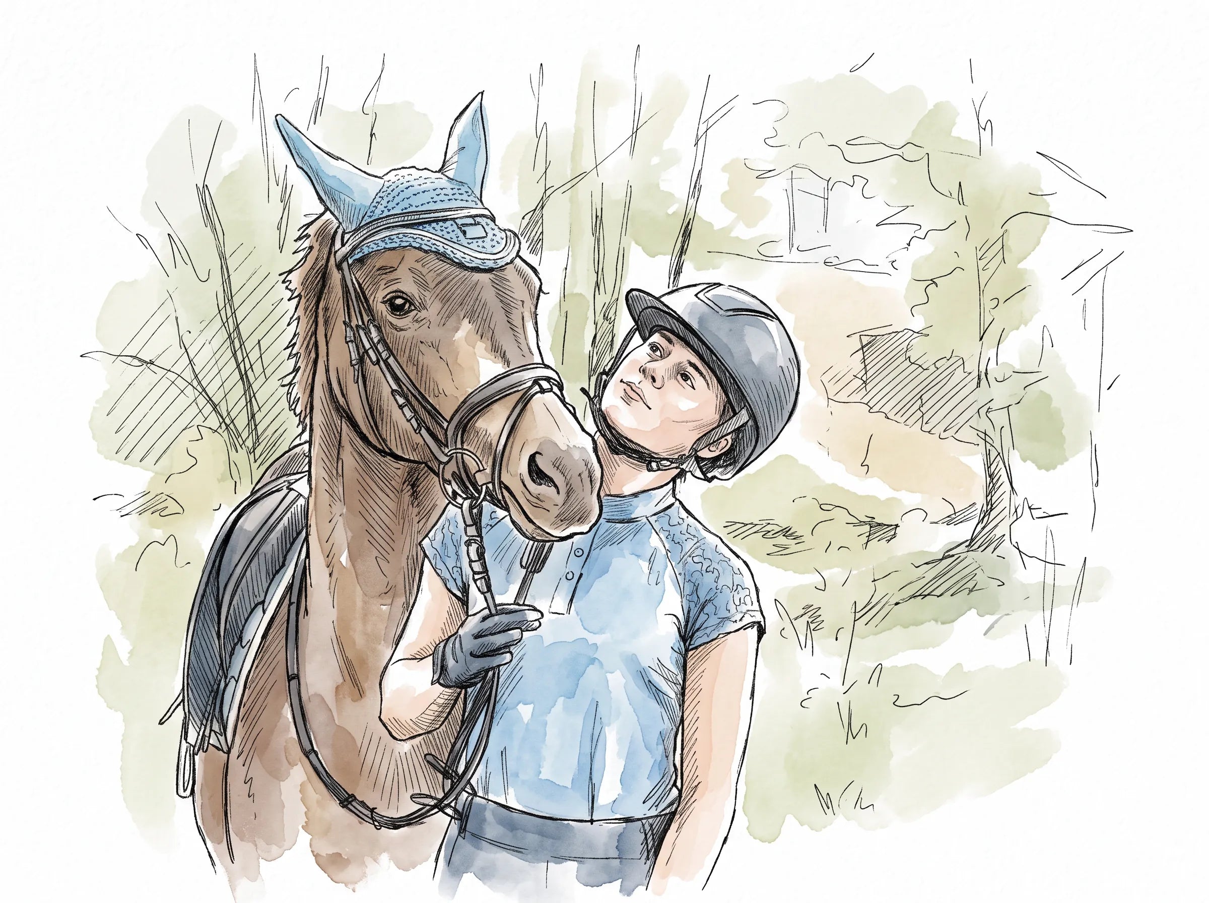 Personalised Horse & Equestrian Portraits Watercolour & Illustration Gifts From Photo