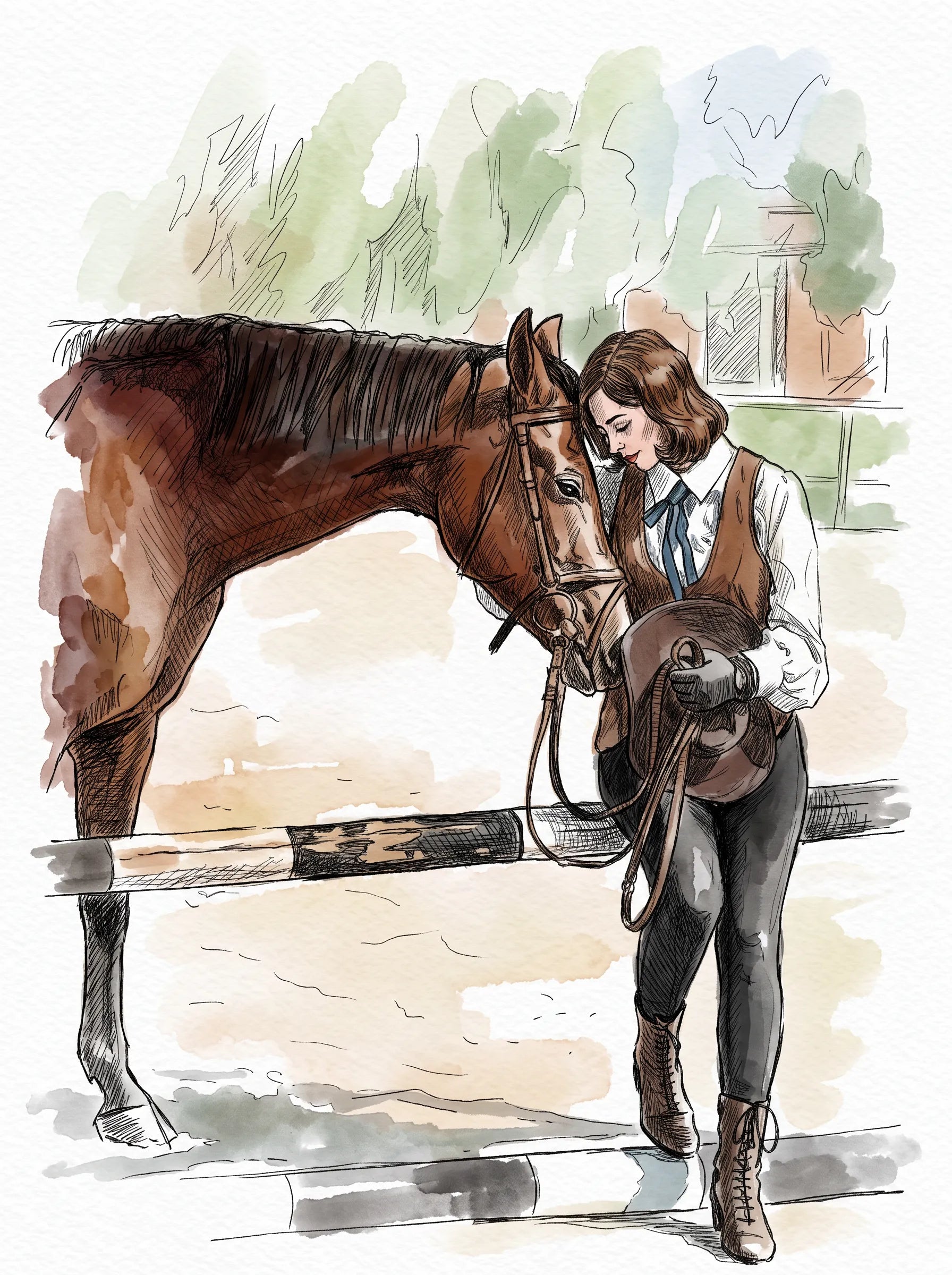 Personalised Horse & Equestrian Portraits Watercolour & Illustration Gifts From Photo