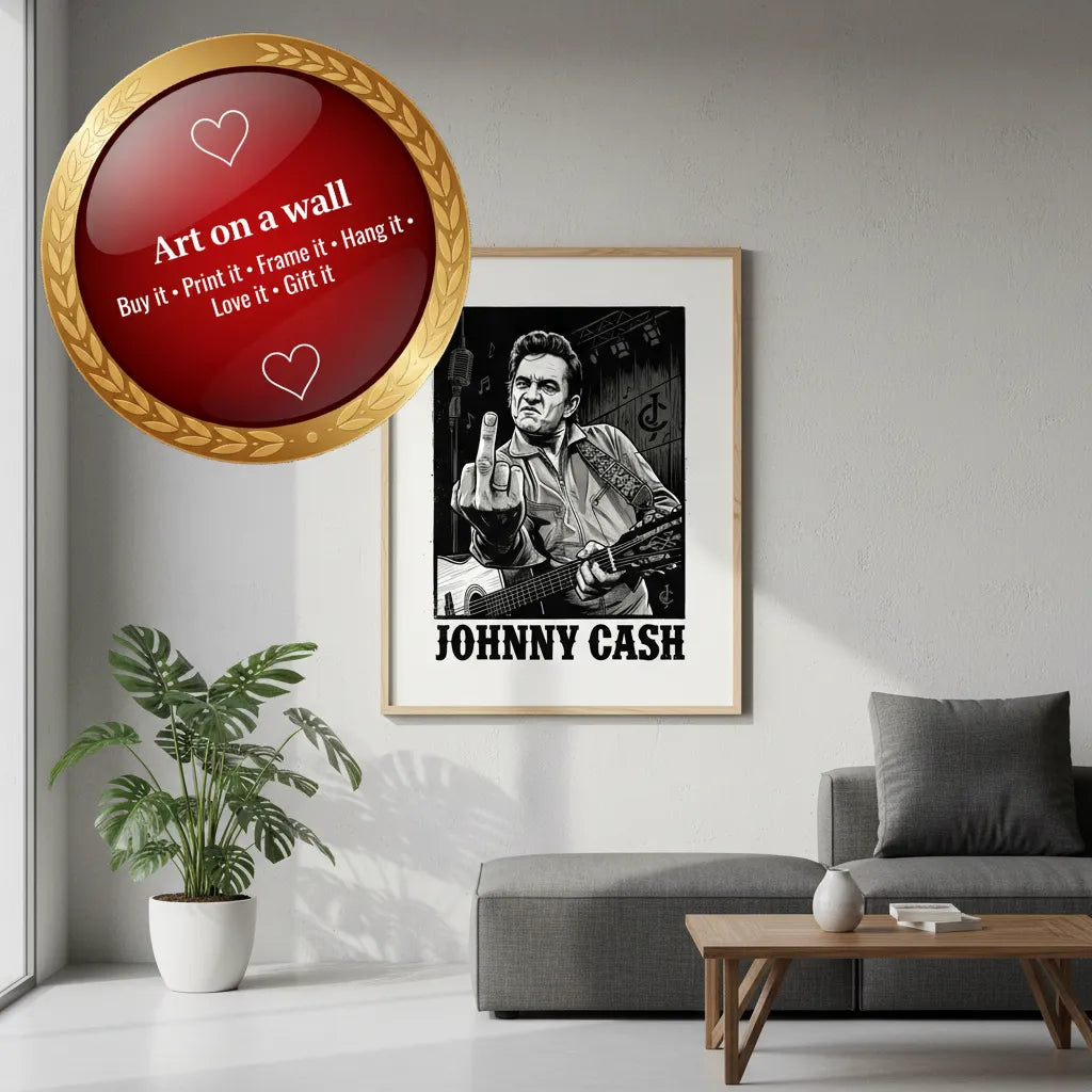 modern music poster art Johnny Cash instant download