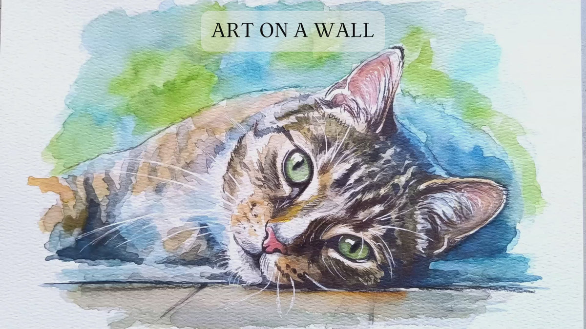 Real Hand Painted Pet Portrait in Watercolour From Your Photo