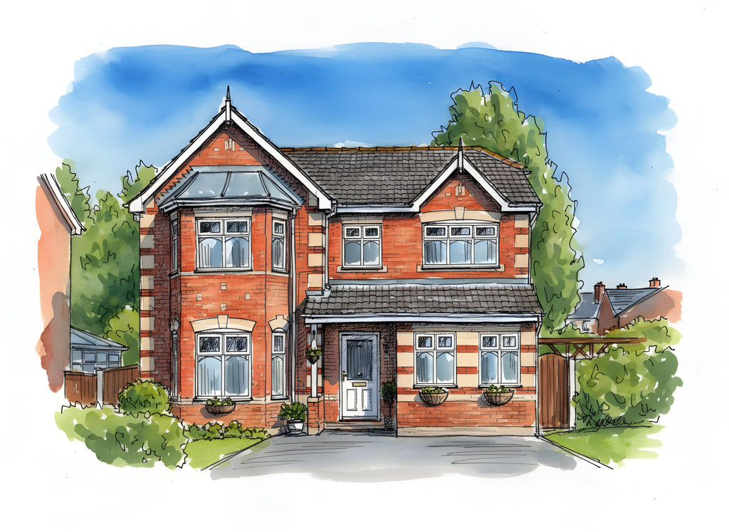 watercolour House Portrait From Photo  Hand Painted Watercolour new home gift