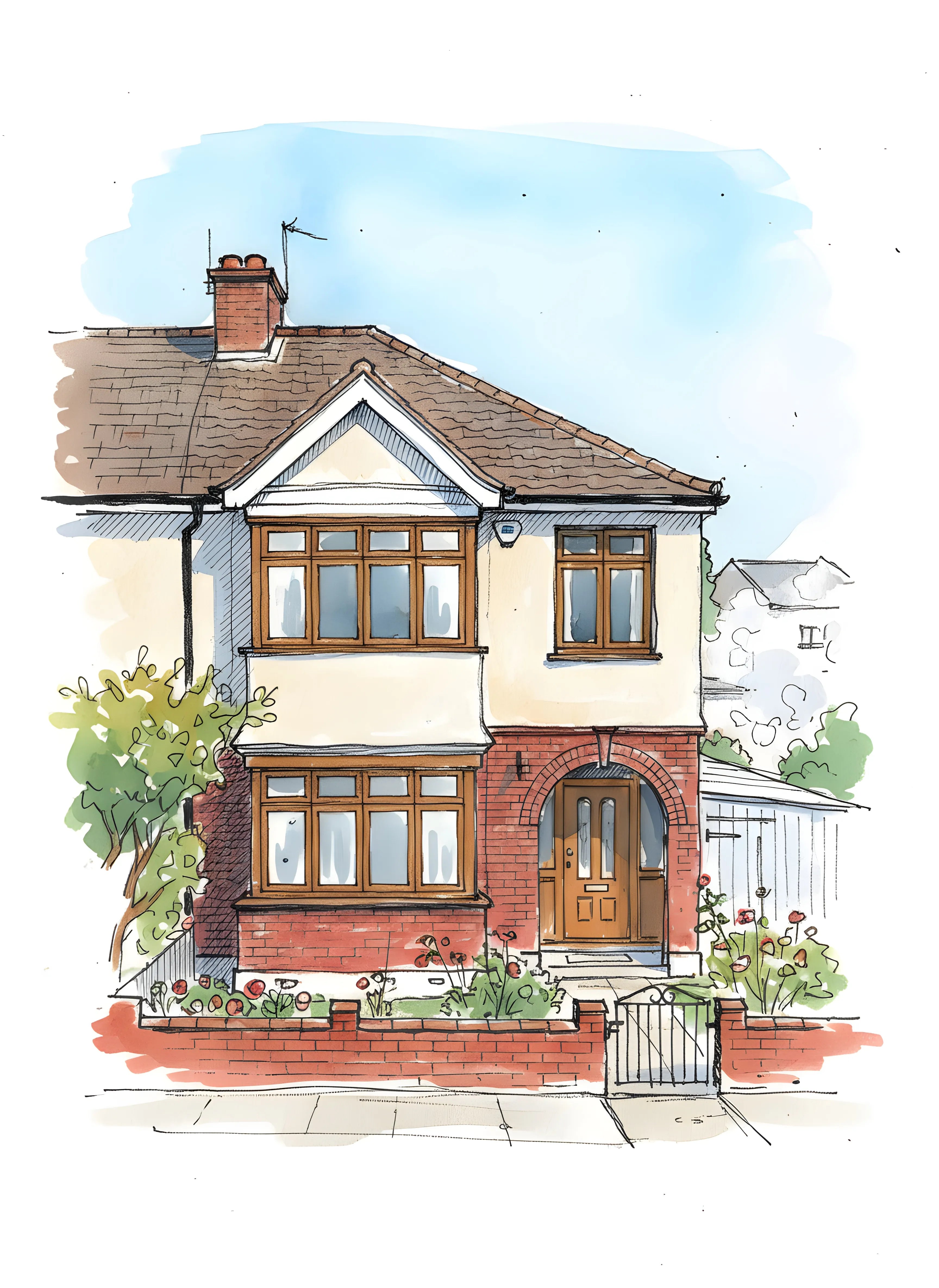 watercolour House Portrait From Photo  Hand Painted Watercolour new home gift