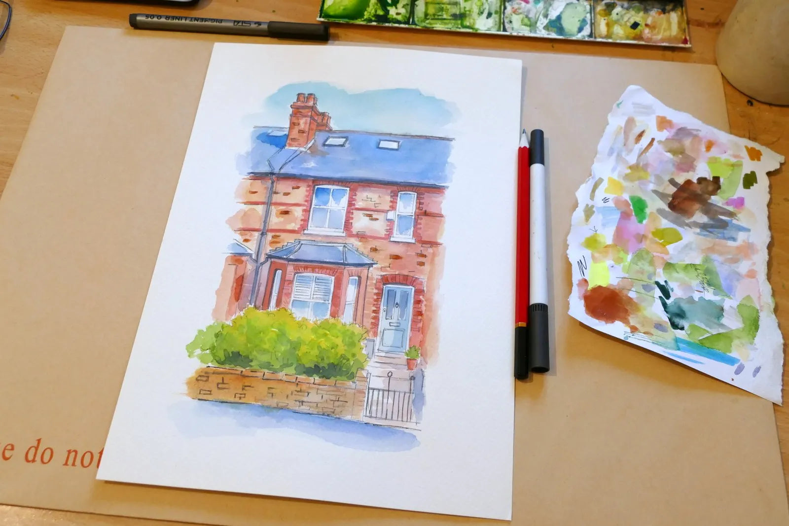 watercolour House Portrait From Photo  Hand Painted Watercolour new home gift
