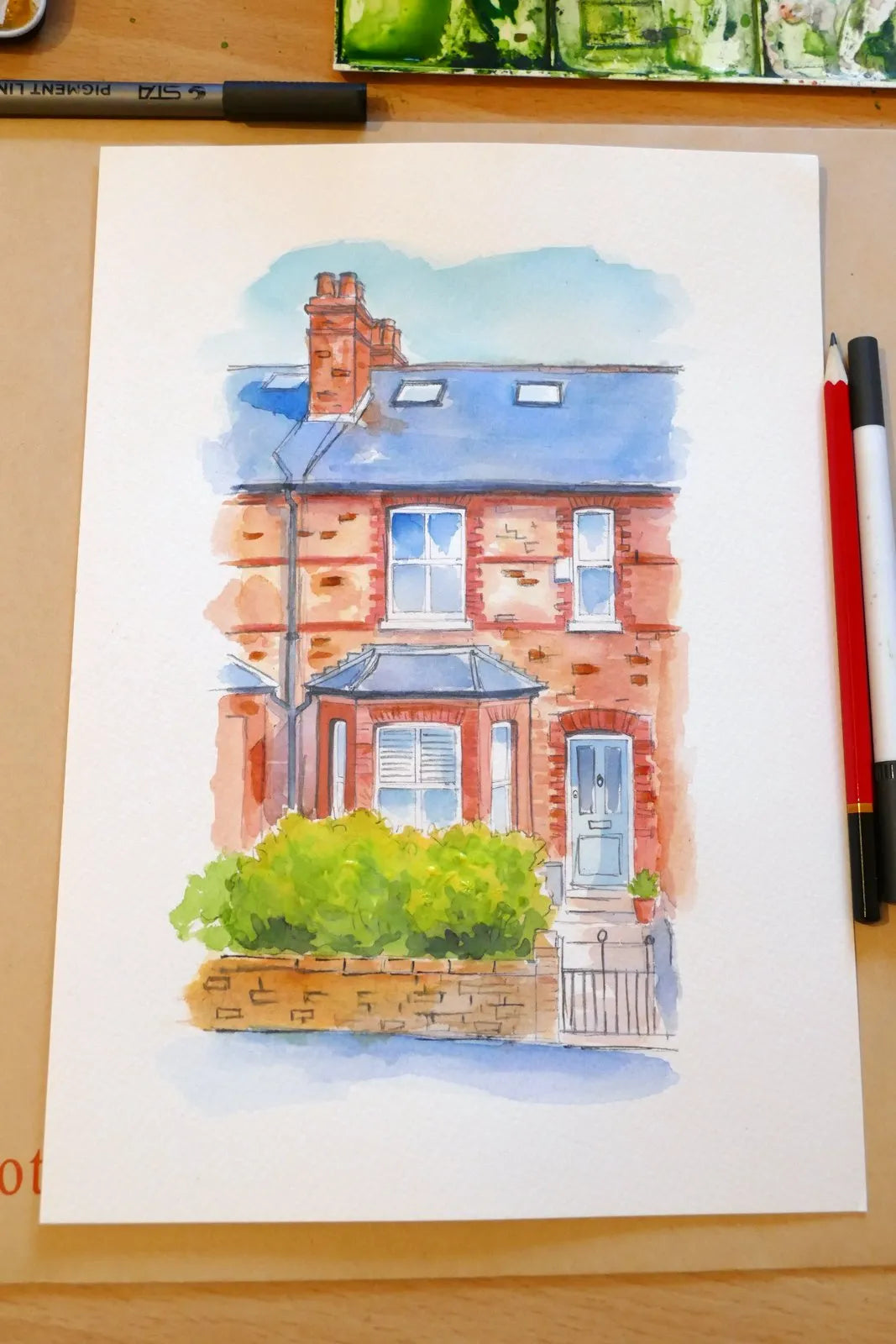 watercolour House Portrait From Photo  Hand Painted Watercolour new home gift