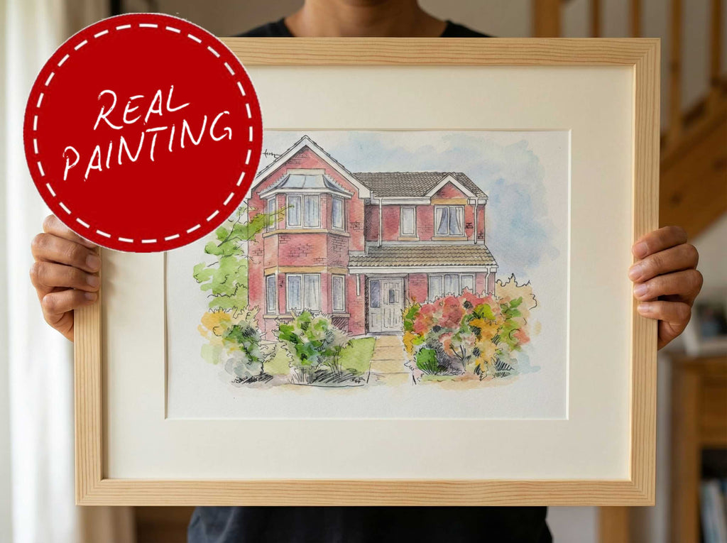 watercolour House Portrait From Photo  Hand Painted Watercolour new home gift
