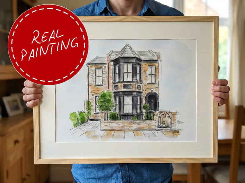 watercolour House Portrait From Photo  Hand Painted Watercolour new home gift