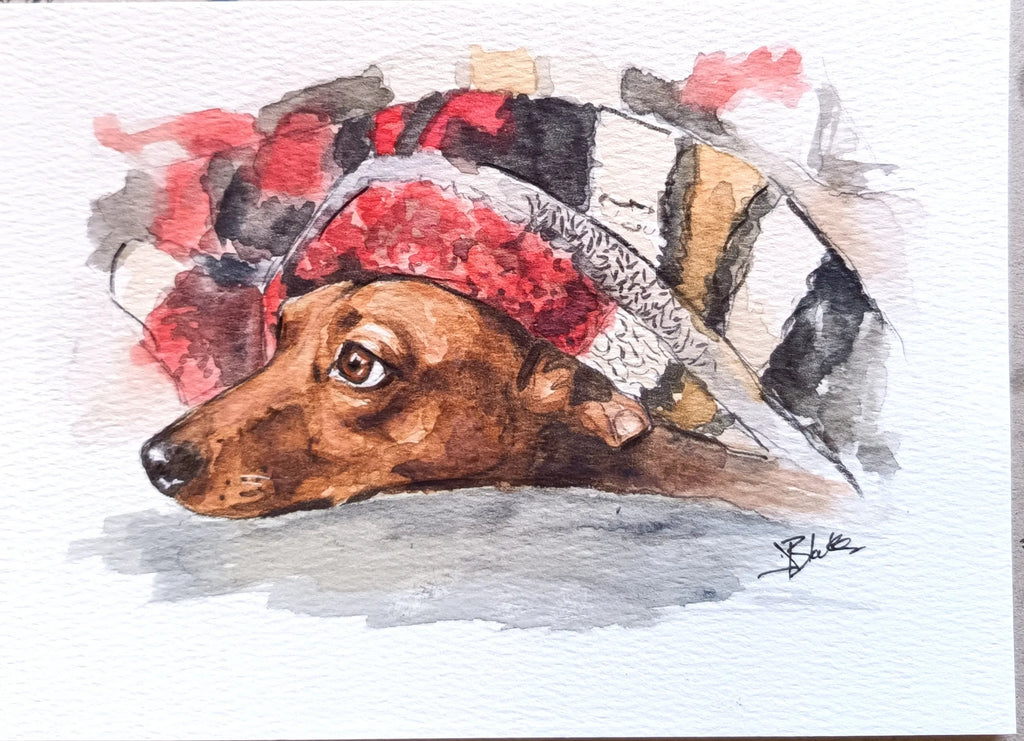 watercolour pet portraits dog