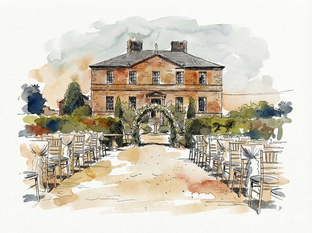 Personalised Wedding Venue Portrait — Hand-Painted From Your Photo