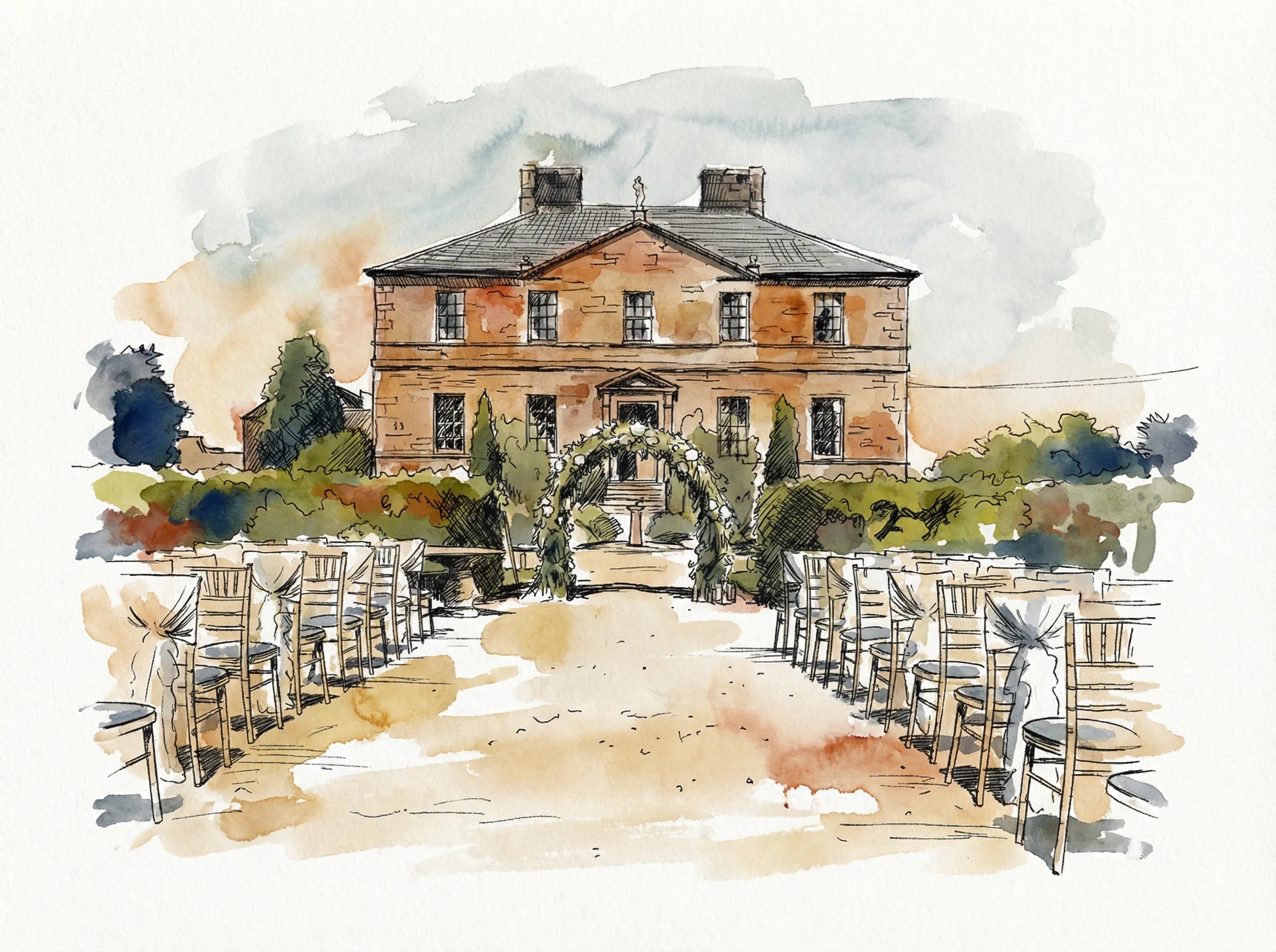 Personalised Wedding Venue Portrait — Hand-Painted From Your Photo