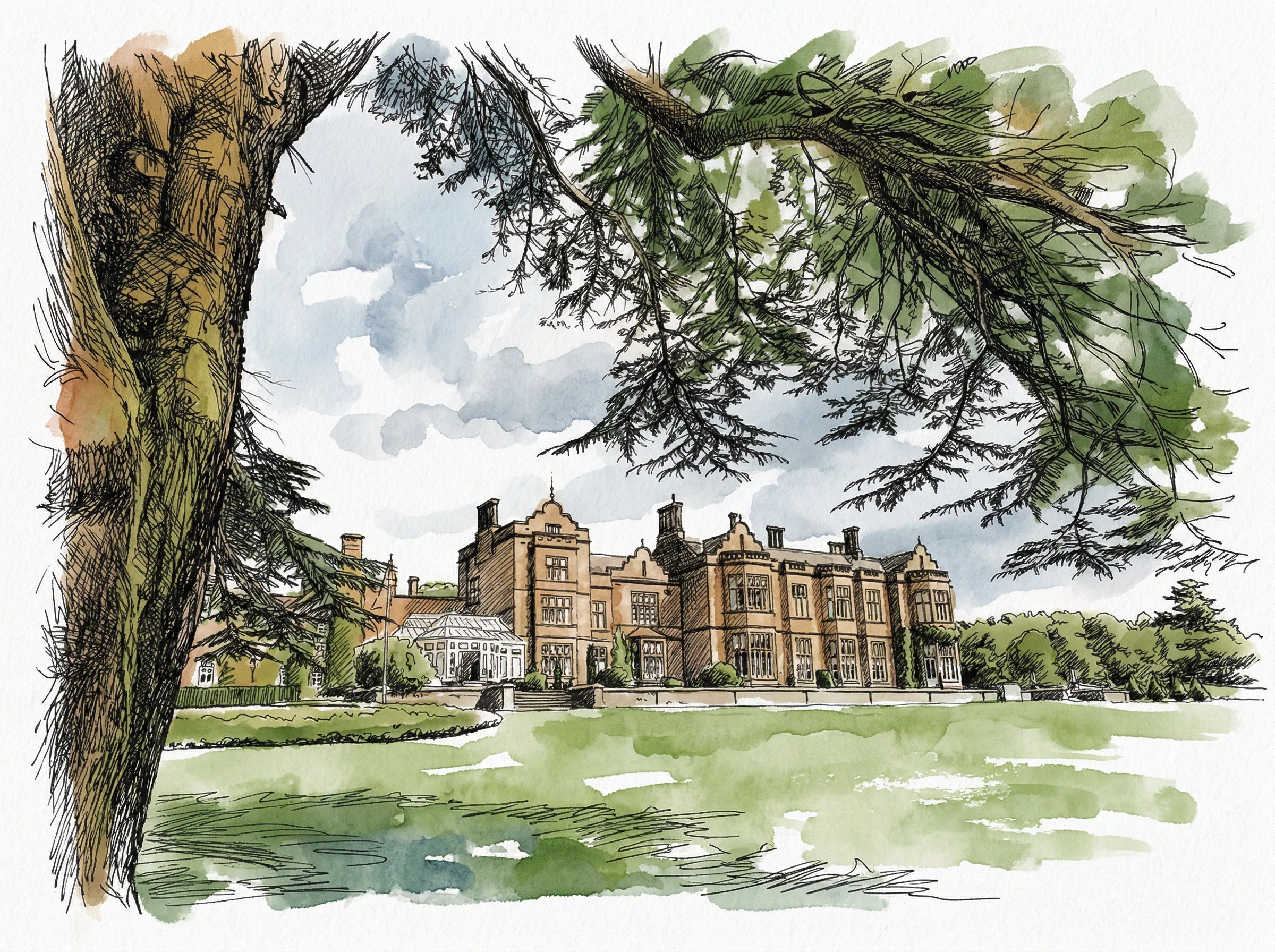 Personalised Wedding Venue Portrait — Hand-Painted From Your Photo