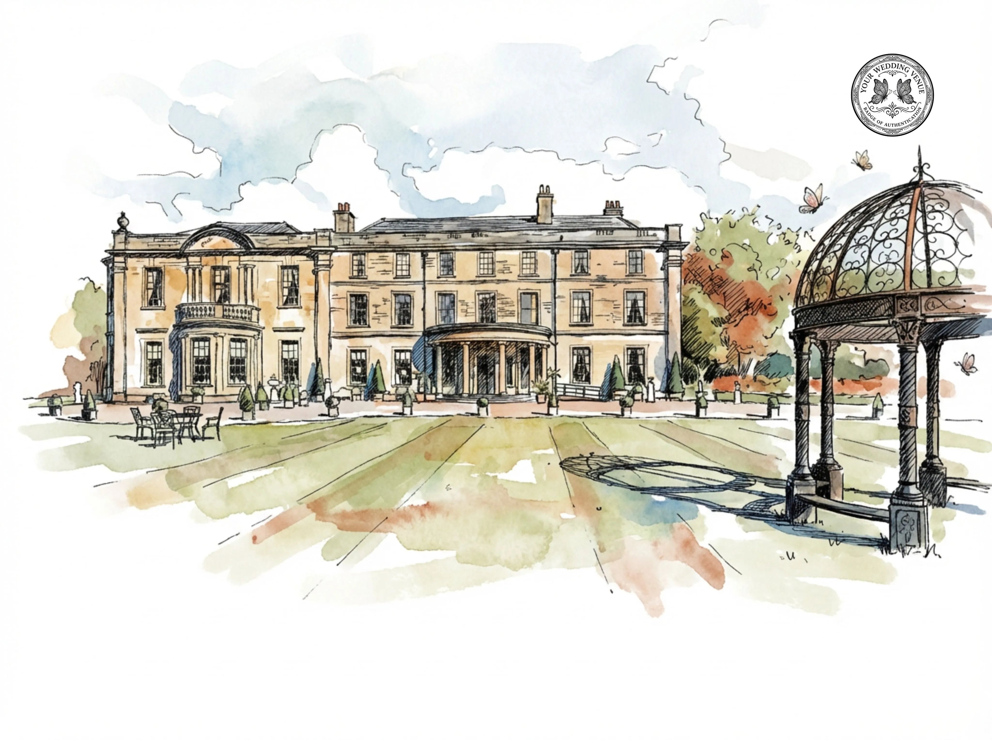 Personalised Wedding Venue Portrait — Hand-Painted From Your Photo