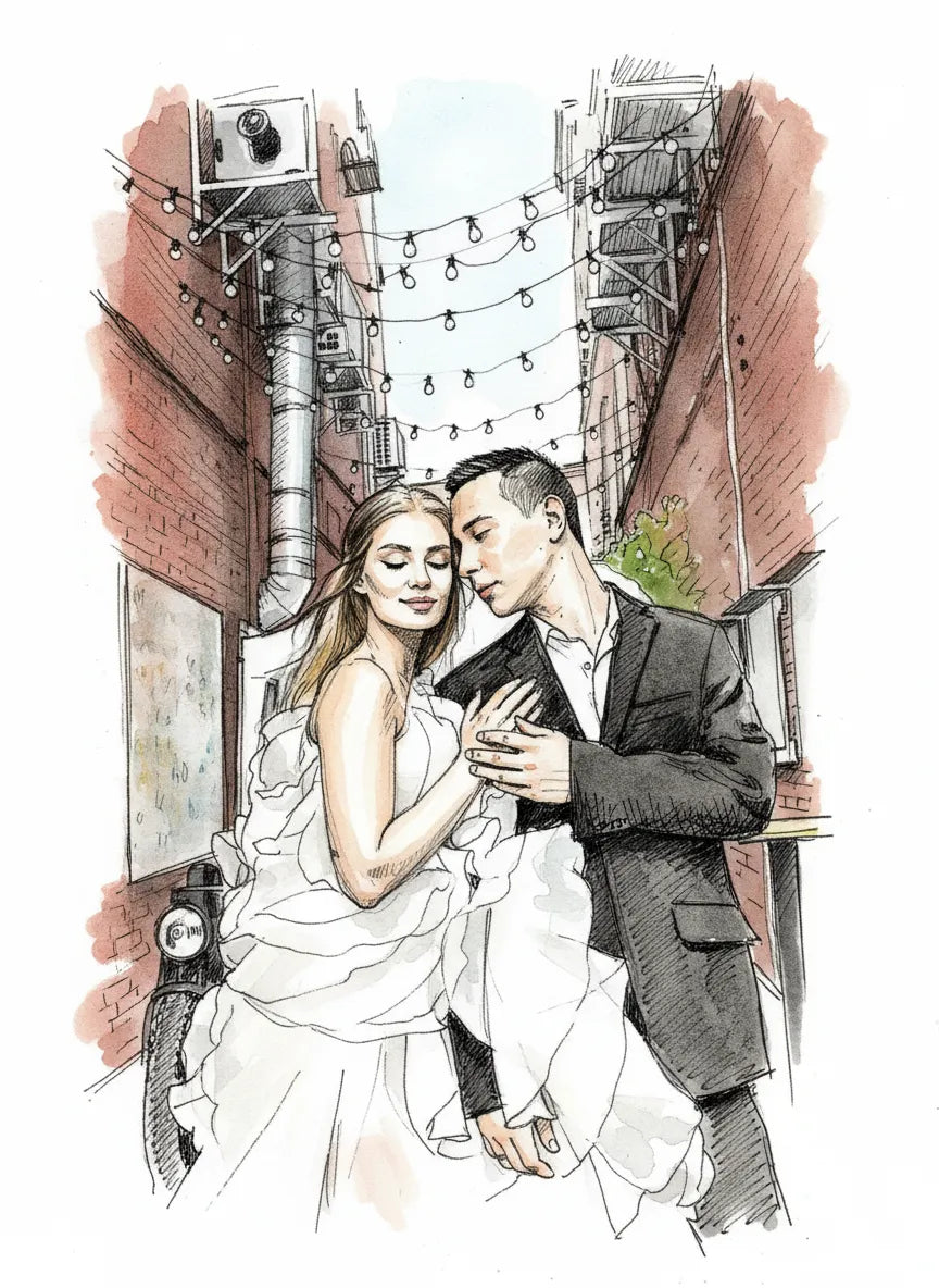 Personalised Wedding Couples Portrait Illustration Gifts From Photo