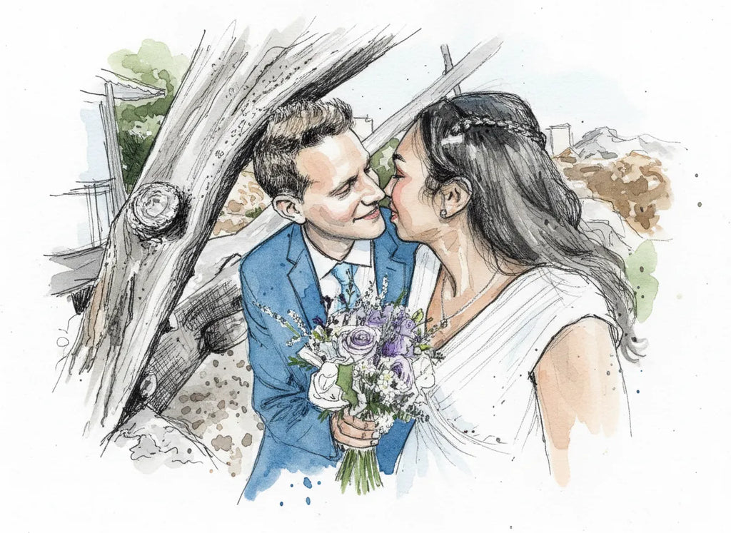 Personalised Wedding Couples Portrait Illustration Gifts From Photo
